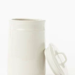 Handled Ceramic Canister 16 Handled Ceramic Canister -US Home Decoration Sales Store HandledCeramicCanister MDCR2149 WHT L D1