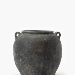 Large Black Handled Jar