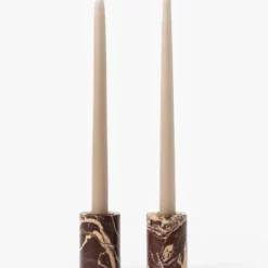 Perrin Marble Taper Holders (Set Of 2) -US Home Decoration Sales Store PerrinMarbleTaperHolders Setof2 MDCR2612 BWN S2 D1