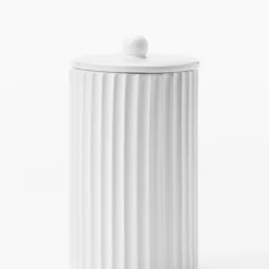 Fluted Lidded Bathroom Canister -US Home Decoration Sales Store RibbedLiddedBathroomCanister MBTH0268 IVR L