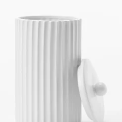 Fluted Lidded Bathroom Canister -US Home Decoration Sales Store RibbedLiddedBathroomCanister MBTH0268 IVR L D1