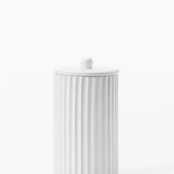 Fluted Lidded Bathroom Canister -US Home Decoration Sales Store RibbedLiddedBathroomCanister MBTH0268 IVR S