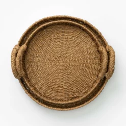 Natural Handled Tray -US Home Decoration Sales Store Seagrass RattanHandledTray MDCR2286 NAT D1